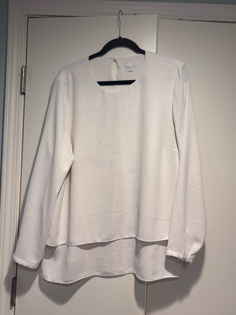 J Jill Cream Layered Long-Sleeve Blouse